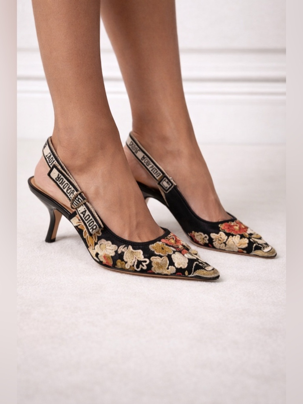 Christian Dior J’Adior Embroidered Floral Slingback Heels Pumps EU 41 - Picture 6 of 17